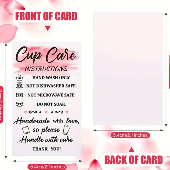 Set of 20 Pink Cup Care Instructions for Drink-ware Containers - Picture 1 of 1